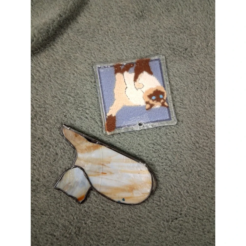 Vintage Cat Suncatchers Shelf Sitter Set‎ of 2 Acrylic Kitties